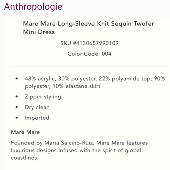 Anthropologie Long sleeve knit and sequin twofer mini dress - Picture 5 of 5